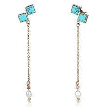 Load image into Gallery viewer, TK2814 - IP Rose Gold(Ion Plating) Stainless Steel Earrings with Synthetic Turquoise in Sea Blue