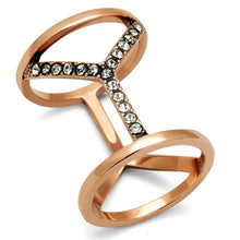Load image into Gallery viewer, TK2825 - IP Rose Gold(Ion Plating) Stainless Steel Ring with Top Grade Crystal  in Clear