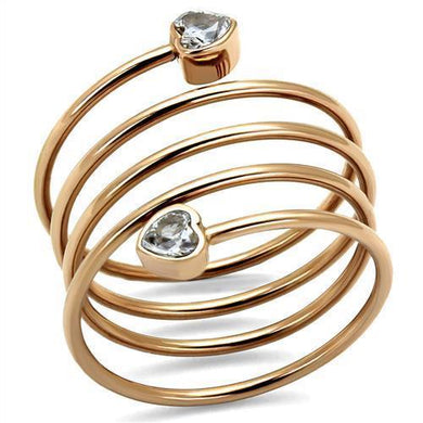 TK2836 - IP Rose Gold(Ion Plating) Stainless Steel Ring with AAA Grade CZ  in Clear