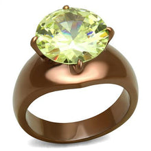 Load image into Gallery viewer, TK2839 - IP Coffee light Stainless Steel Ring with AAA Grade CZ  in Apple Green color