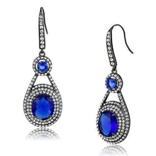Load image into Gallery viewer, TK2851 - IP Light Black  (IP Gun) Stainless Steel Earrings with Synthetic Synthetic Glass in Sapphire
