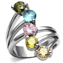 Load image into Gallery viewer, Sigrid Cocktail Ring - Stainless Steel, AAA CZ , Multi Color - TK2876