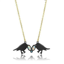 Load image into Gallery viewer, TK2895 - IP Gold+ IP Black (Ion Plating) Stainless Steel Necklace with Semi-Precious Opal in Aurora Borealis (Rainbow Effect)