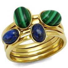 Load image into Gallery viewer, TK2905 - IP Gold(Ion Plating) Stainless Steel Ring with Synthetic MALACHITE in Emerald