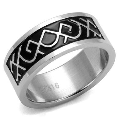 TK2921 - High polished (no plating) Stainless Steel Ring with Epoxy  in Jet