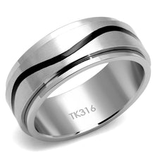 Load image into Gallery viewer, TK2929 - High polished (no plating) Stainless Steel Ring with Epoxy  in Jet