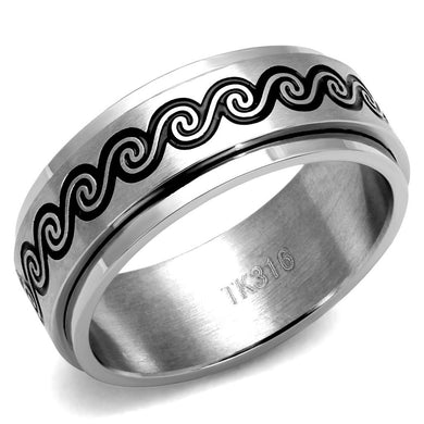 TK2930 - High polished (no plating) Stainless Steel Ring with Epoxy  in Jet