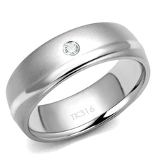 Load image into Gallery viewer, TK2932 - High polished (no plating) Stainless Steel Ring with AAA Grade CZ  in Clear