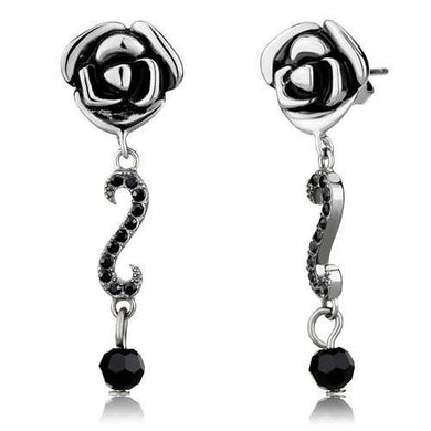 TK2951 - High polished (no plating) Stainless Steel Earrings with Top Grade Crystal  in Jet