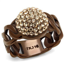 Load image into Gallery viewer, TK2965 - IP Coffee light Stainless Steel Ring with Top Grade Crystal  in Light Peach