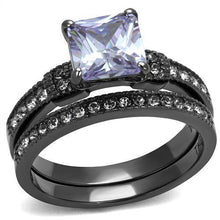 Load image into Gallery viewer, TK2970 - IP Light Black  (IP Gun) Stainless Steel Ring with AAA Grade CZ  in Light Amethyst