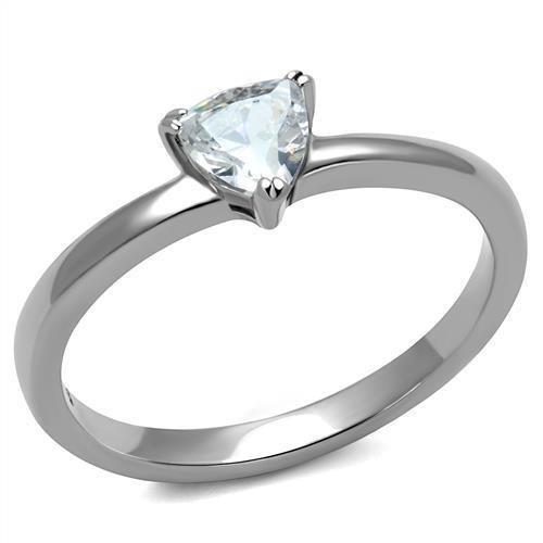 TK2978 High polished (no plating) Stainless Steel Ring with AAA Grade CZ in Clear