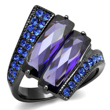 Load image into Gallery viewer, TK2996 - IP Light Black  (IP Gun) Stainless Steel Ring with AAA Grade CZ  in Tanzanite