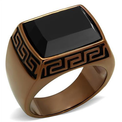 TK3014 - IP Coffee light Stainless Steel Ring with Synthetic Onyx in Jet