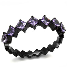 Load image into Gallery viewer, TK3054 - IP Black(Ion Plating) Stainless Steel Ring with AAA Grade CZ  in Amethyst