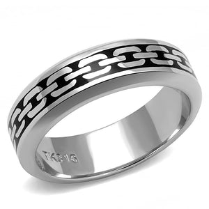 TK3061 - High polished (no plating) Stainless Steel Ring with Epoxy  in Jet