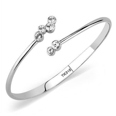 TK3067 - High polished (no plating) Stainless Steel Bangle with Top Grade Crystal  in Clear