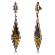 Load image into Gallery viewer, TK3071 - IP Coffee light Stainless Steel Earrings with Synthetic Tiger Eye in Topaz