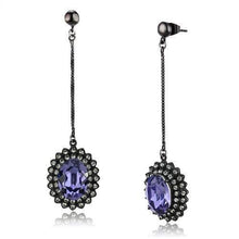 Load image into Gallery viewer, TK3073 - IP Black(Ion Plating) Stainless Steel Earrings with Top Grade Crystal  in Tanzanite