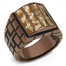 Load image into Gallery viewer, TK3077 - IP Coffee light Stainless Steel Ring with Leather  in Multi Color