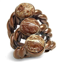 Load image into Gallery viewer, TK3081 - IP Coffee light Stainless Steel Ring with Semi-Precious Oligoclase in Multi Color