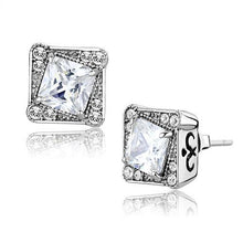 Load image into Gallery viewer, TK3104 - High polished (no plating) Stainless Steel Earrings with AAA Grade CZ  in Clear
