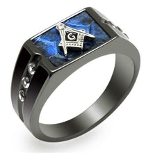 Load image into Gallery viewer, TK3116 - Two-Tone IP Black Stainless Steel Ring with AAA Grade CZ  in Clear