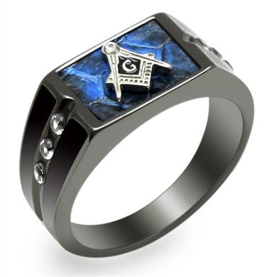 TK3116 - Two-Tone IP Black Stainless Steel Ring with AAA Grade CZ  in Clear