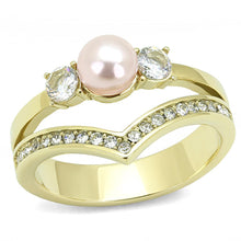 Load image into Gallery viewer, TK3126 - IP Gold(Ion Plating) Stainless Steel Ring with Synthetic Pearl in Rose