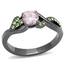 Load image into Gallery viewer, TK3132 - IP Light Black  (IP Gun) Stainless Steel Ring with AAA Grade CZ  in Rose