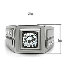 Load image into Gallery viewer, TK313 - High polished (no plating) Stainless Steel Ring with AAA Grade CZ  in Clear