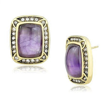 Load image into Gallery viewer, TK3151 - IP Gold(Ion Plating) Stainless Steel Earrings with Semi-Precious Amethyst Crystal in Amethyst