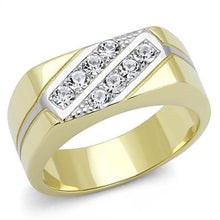 Load image into Gallery viewer, TK3186 - Two-Tone IP Gold (Ion Plating) Stainless Steel Ring with Top Grade Crystal  in Clear