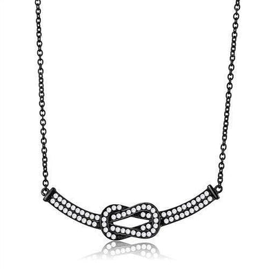 TK3219 - IP Black(Ion Plating) Stainless Steel Chain Pendant with AAA Grade CZ  in Clear