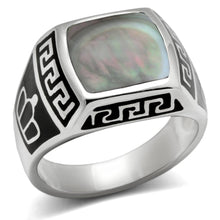 Load image into Gallery viewer, TK325 - High polished (no plating) Stainless Steel Ring with Precious Stone Conch in Gray