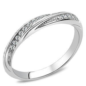 TK3259 - High polished (no plating) Stainless Steel Ring with AAA Grade CZ  in Clear