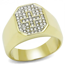 Load image into Gallery viewer, TK3270 - Two-Tone IP Gold (Ion Plating) Stainless Steel Ring with Top Grade Crystal  in Clear