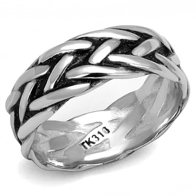 TK3280 - High polished (no plating) Stainless Steel Ring with Epoxy  in Jet