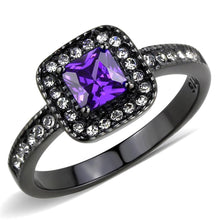 Load image into Gallery viewer, TK3450 - IP Black(Ion Plating) Stainless Steel Ring with AAA Grade CZ  in Tanzanite