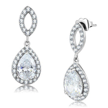 Load image into Gallery viewer, TK3474 - High polished (no plating) Stainless Steel Earrings with AAA Grade CZ  in Clear