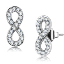 Load image into Gallery viewer, TK3475 - High polished (no plating) Stainless Steel Earrings with AAA Grade CZ  in Clear