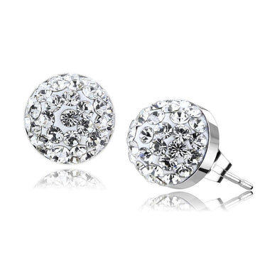 TK3544 - High polished (no plating) Stainless Steel Earrings with Top Grade Crystal  in Clear
