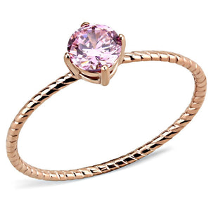 TK3558 - IP Rose Gold(Ion Plating) Stainless Steel Ring with AAA Grade CZ  in Rose