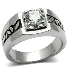 Load image into Gallery viewer, TK356 - High polished (no plating) Stainless Steel Ring with AAA Grade CZ  in Clear