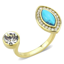 Load image into Gallery viewer, TK3592 - IP Gold(Ion Plating) Stainless Steel Ring with Synthetic Turquoise in Turquoise