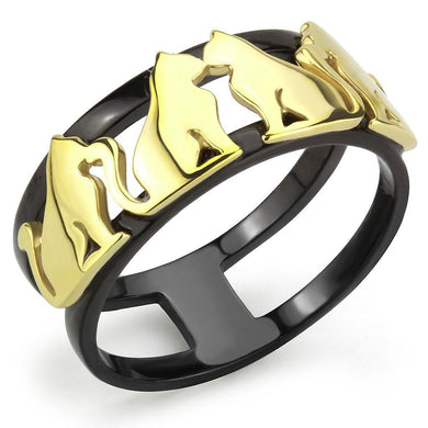 TK3609 - IP Gold+ IP Black (Ion Plating) Stainless Steel Ring with No Stone