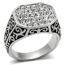 Load image into Gallery viewer, TK362 - High polished (no plating) Stainless Steel Ring with Top Grade Crystal  in Clear