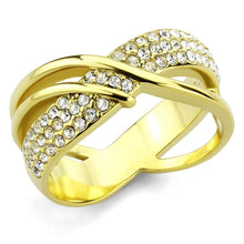 Load image into Gallery viewer, TK3632 - IP Gold(Ion Plating) Stainless Steel Ring with Top Grade Crystal  in Clear
