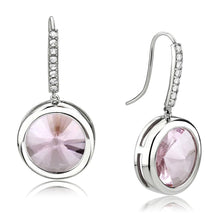 Load image into Gallery viewer, TK3643 - High polished (no plating) Stainless Steel Earrings with Top Grade Crystal  in Light Rose