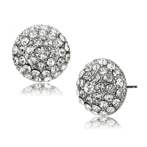 TK3655 - High polished (no plating) Stainless Steel Earrings with Top Grade Crystal  in Clear